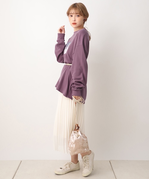 one after another NICE CLAUP（ワンアフターアナザーナイスクラップ）の「プリントロングスリーブTシャツ（Tシャツ/カットソー・レディース・パープル/オフホワイト/グリーン/ベージュ・FREE）」の18枚目の写真