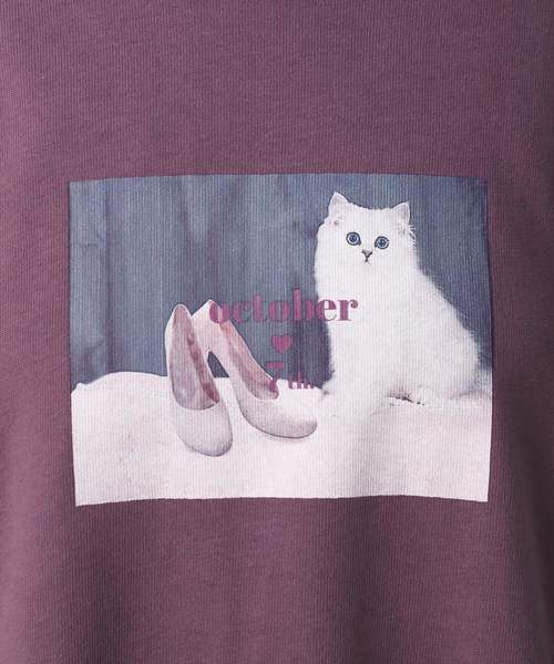 one after another NICE CLAUP（ワンアフターアナザーナイスクラップ）の「プリントロングスリーブTシャツ（Tシャツ/カットソー・レディース・パープル/オフホワイト/グリーン/ベージュ・FREE）」の20枚目の写真