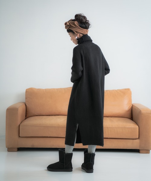 Libra Cue（リブラ キュー）の「Libra タートルネックロングニットワンピース（ワンピース・レディース・ブラック/グレー/アイボリー・FREE）」の9枚目の写真