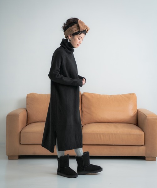 Libra Cue（リブラ キュー）の「Libra タートルネックロングニットワンピース（ワンピース・レディース・ブラック/グレー/アイボリー・FREE）」の10枚目の写真