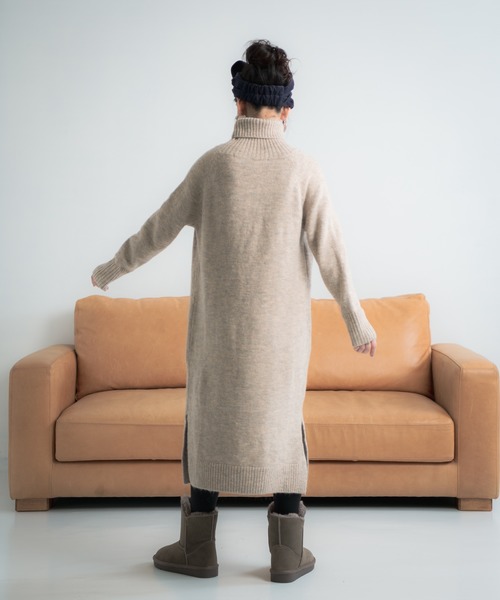 Libra Cue（リブラ キュー）の「Libra タートルネックロングニットワンピース（ワンピース・レディース・ブラック/グレー/アイボリー・FREE）」の17枚目の写真