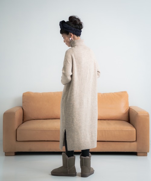 Libra Cue（リブラ キュー）の「Libra タートルネックロングニットワンピース（ワンピース・レディース・ブラック/グレー/アイボリー・FREE）」の18枚目の写真