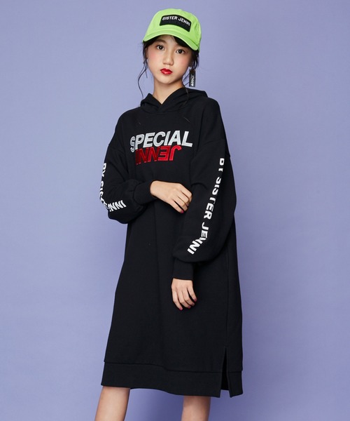 Sister Jenni Sister Jenni の ロゴ刺繍ロング丈パーカーワンピ ワンピース Wear