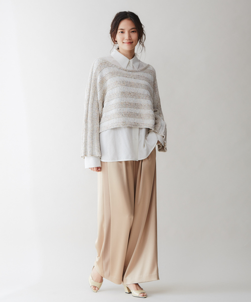 qualite（カリテ）の「テンセルナイロンシアーシャツ（シャツ/ブラウス・レディース・グレイッシュベージュ/オフホワイト・38）」の11枚目の写真