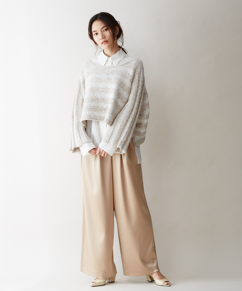 qualite（カリテ）の「テンセルナイロンシアーシャツ（シャツ/ブラウス・レディース・グレイッシュベージュ/オフホワイト・38）」の12枚目の写真