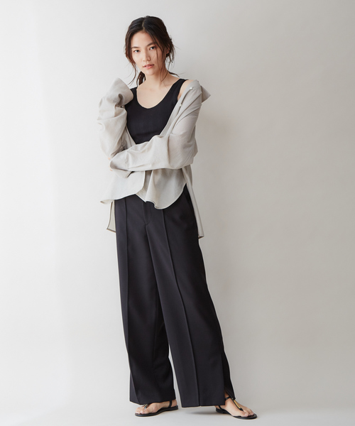 qualite（カリテ）の「テンセルナイロンシアーシャツ（シャツ/ブラウス・レディース・グレイッシュベージュ/オフホワイト・38）」の15枚目の写真