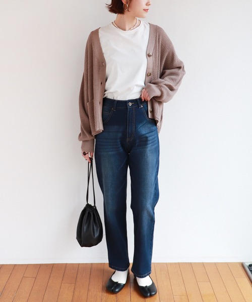 andme(アンドミー)の「ハイウエストストレッチデニムパンツ(デニムパンツ・レディース・ネイビー/ブルー/ブラック系その他・M/L)」の6枚目の写真