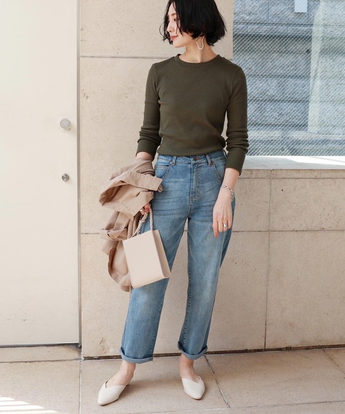 andme(アンドミー)の「ハイウエストストレッチデニムパンツ(デニムパンツ・レディース・ネイビー/ブルー/ブラック系その他・M/L)」の9枚目の写真