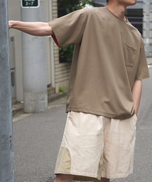 ADAM ET ROPE'（アダムエロペ）の「ボックスシルエット ハイゲージダブルニットT（Tシャツ/カットソー・メンズ・カーキ/ネイビー/ブルー系その他5・M/L）」の5枚目の写真