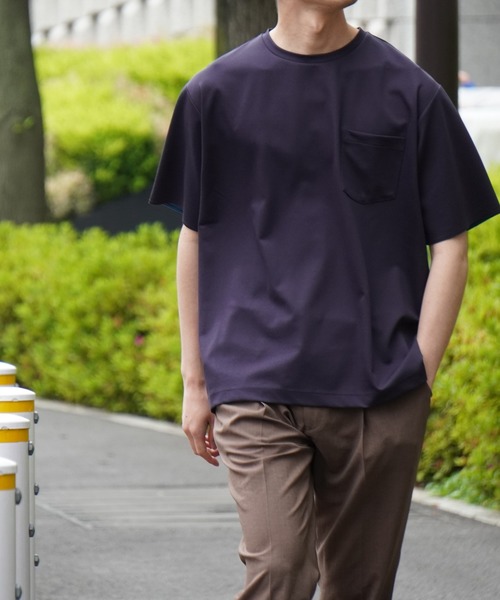 ADAM ET ROPE'（アダムエロペ）の「ボックスシルエット ハイゲージダブルニットT（Tシャツ/カットソー・メンズ・カーキ/ネイビー/ブルー系その他5・M/L）」の7枚目の写真