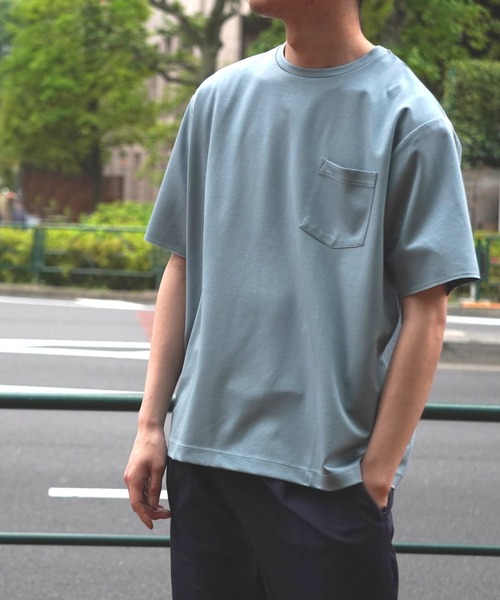 ADAM ET ROPE'（アダムエロペ）の「ボックスシルエット ハイゲージダブルニットT（Tシャツ/カットソー・メンズ・カーキ/ネイビー/ブルー系その他5・M/L）」の6枚目の写真