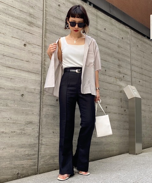 PAGEBOY（ページボーイ）の「麻レーヨンフレアスリットパンツ（その他パンツ・レディース・ブラック/パープル/グレイッシュベージュ・SMALL/MEDIUM）」の11枚目の写真