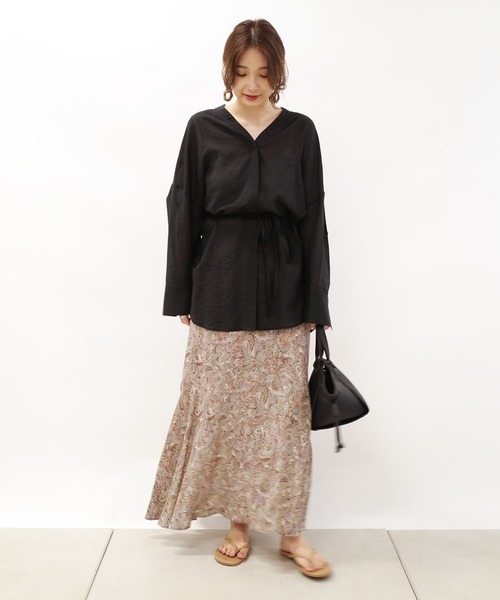 DouDou（ドゥドゥ）の「ウエストマークシアーシャツ（シャツ/ブラウス・レディース・ブラック/オフホワイト/ピンク・FREE）」の11枚目の写真