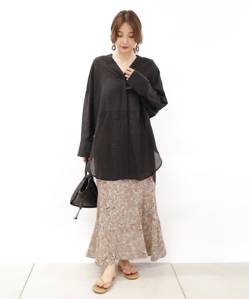 DouDou（ドゥドゥ）の「ウエストマークシアーシャツ（シャツ/ブラウス・レディース・ブラック/オフホワイト/ピンク・FREE）」の20枚目の写真