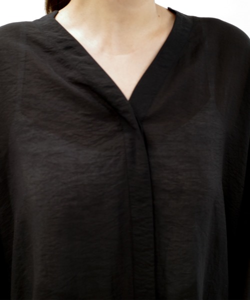 DouDou（ドゥドゥ）の「ウエストマークシアーシャツ（シャツ/ブラウス・レディース・ブラック/オフホワイト/ピンク・FREE）」の8枚目の写真