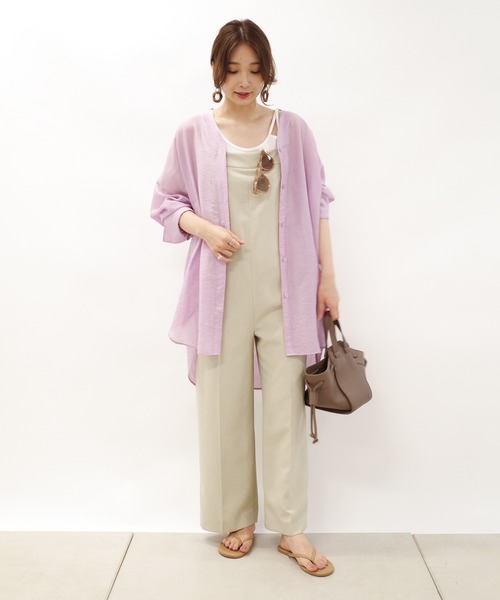 DouDou（ドゥドゥ）の「ウエストマークシアーシャツ（シャツ/ブラウス・レディース・ブラック/オフホワイト/ピンク・FREE）」の7枚目の写真