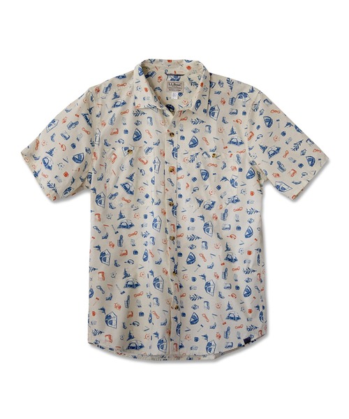 L.L.Bean（エルエルビーン）の「オッター・クリフ・シャツ、半袖　プリント 米国フィット・レギュラー（シャツ/ブラウス・メンズ・ホワイト/ダークグリーン/ネイビー/ダークインディゴブルー/ホワイト系/ホワイト系1/ブルー/ブルー系その他/グリーン系その他・SMALL/MEDIUM/LARGE）」の3枚目の写真