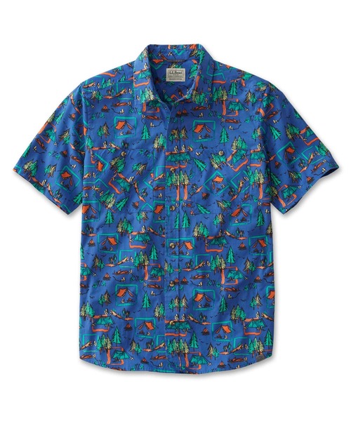 L.L.Bean（エルエルビーン）の「オッター・クリフ・シャツ、半袖　プリント 米国フィット・レギュラー（シャツ/ブラウス・メンズ・ホワイト/ダークグリーン/ネイビー/ダークインディゴブルー/ホワイト系/ホワイト系1/ブルー/ブルー系その他/グリーン系その他・SMALL/MEDIUM/LARGE）」の8枚目の写真