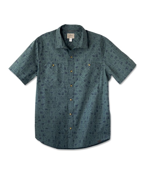 L.L.Bean（エルエルビーン）の「オッター・クリフ・シャツ、半袖　プリント 米国フィット・レギュラー（シャツ/ブラウス・メンズ・ホワイト/ダークグリーン/ネイビー/ダークインディゴブルー/ホワイト系/ホワイト系1/ブルー/ブルー系その他/グリーン系その他・SMALL/MEDIUM/LARGE）」の6枚目の写真