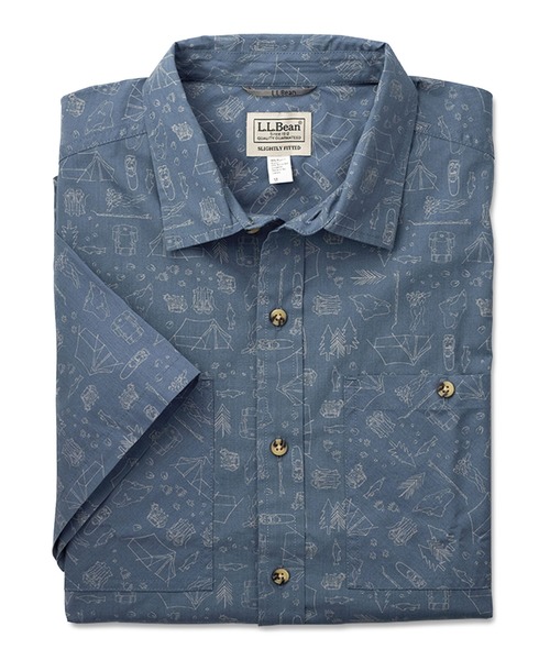L.L.Bean（エルエルビーン）の「オッター・クリフ・シャツ、半袖　プリント 米国フィット・レギュラー（シャツ/ブラウス・メンズ・ホワイト/ダークグリーン/ネイビー/ダークインディゴブルー/ホワイト系/ホワイト系1/ブルー/ブルー系その他/グリーン系その他・SMALL/MEDIUM/LARGE）」の10枚目の写真