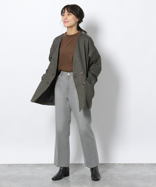 LAKOLE（ラコレ）の「ピーチソフテストモックネックロングTシャツ / LAKOLE（Tシャツ/カットソー・レディース・ダークオリーブ/オフホワイト/チャコール/ダークブラウン・SMALL/MEDIUM）」の11枚目の写真