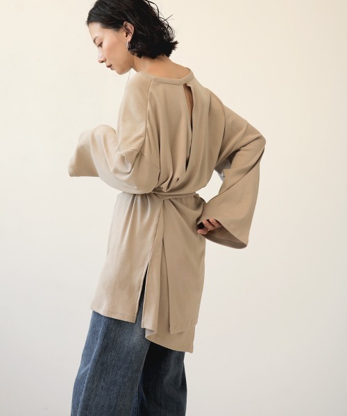 Bab（バブ）の「【WEB限定】2WAYバックカシュクールTOPS（Tシャツ/カットソー・レディース・ブラック/ベージュ/ブラウン/アイボリー・FREE）」の16枚目の写真