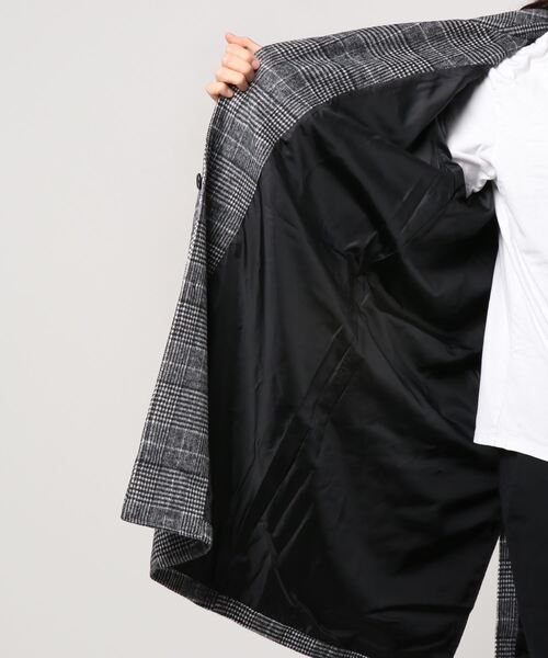 WEGO(ウィゴー)の「WEGO/ウールライクチェックオーバーコート(チェスターコート・メンズ・ベージュ系その他2/グレー系その他2・MEDIUM/LARGE)」の6枚目の写真