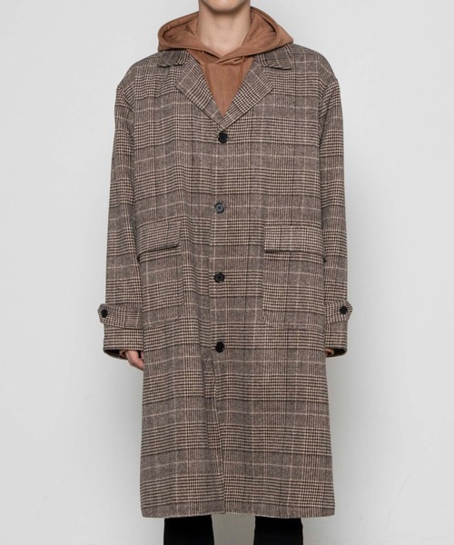 WEGO(ウィゴー)の「WEGO/ウールライクチェックオーバーコート(チェスターコート・メンズ・ベージュ系その他2/グレー系その他2・MEDIUM/LARGE)」の11枚目の写真