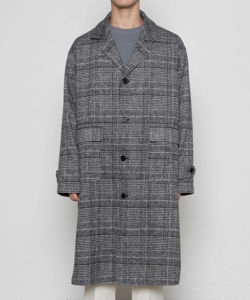WEGO(ウィゴー)の「WEGO/ウールライクチェックオーバーコート(チェスターコート・メンズ・ベージュ系その他2/グレー系その他2・MEDIUM/LARGE)」の9枚目の写真