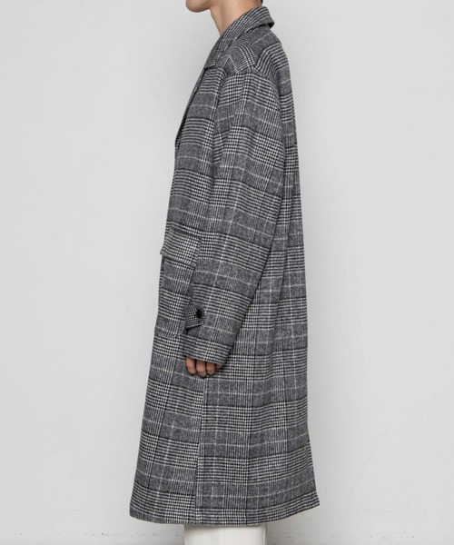 WEGO(ウィゴー)の「WEGO/ウールライクチェックオーバーコート(チェスターコート・メンズ・ベージュ系その他2/グレー系その他2・MEDIUM/LARGE)」の17枚目の写真