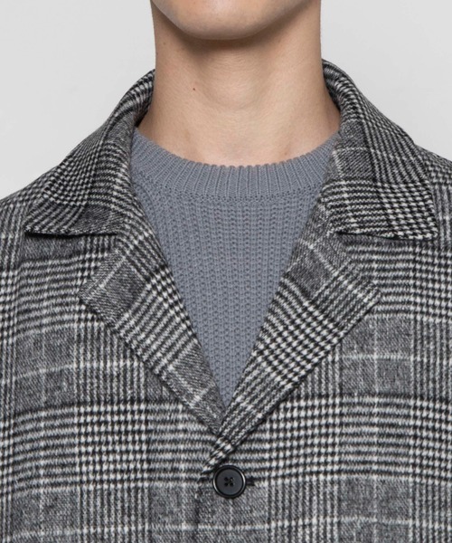 WEGO(ウィゴー)の「WEGO/ウールライクチェックオーバーコート(チェスターコート・メンズ・ベージュ系その他2/グレー系その他2・MEDIUM/LARGE)」の18枚目の写真