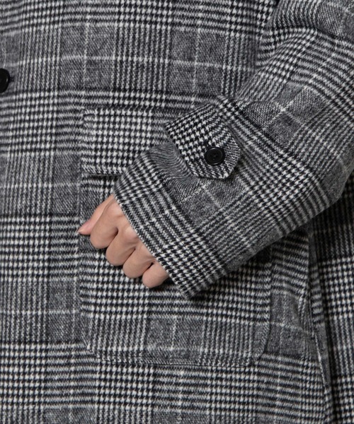 WEGO(ウィゴー)の「WEGO/ウールライクチェックオーバーコート(チェスターコート・メンズ・ベージュ系その他2/グレー系その他2・MEDIUM/LARGE)」の16枚目の写真