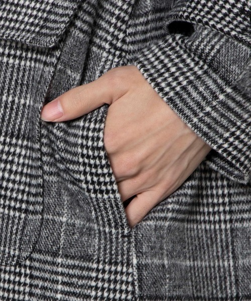 WEGO(ウィゴー)の「WEGO/ウールライクチェックオーバーコート(チェスターコート・メンズ・ベージュ系その他2/グレー系その他2・MEDIUM/LARGE)」の4枚目の写真