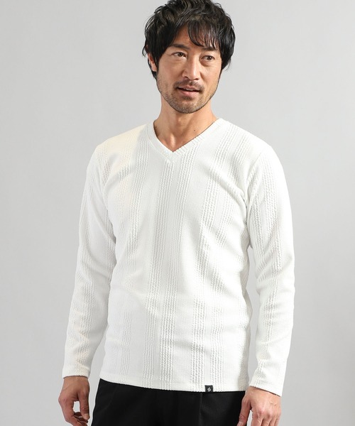 sullen tete homme デザインロンT TETE HOMME（テットオム）の「ブリスターストライプ Vネック