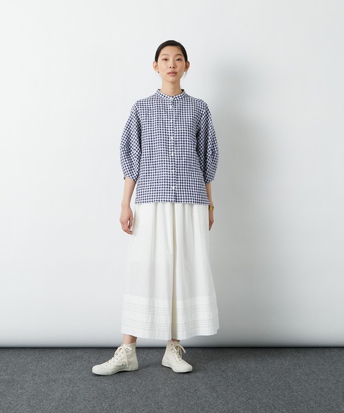 LOISIRアデュートリステスロワズィール タックディテールガウチョパンツ(白) LOISIR（ロワズィール）の「タックディテールガウチョパンツ