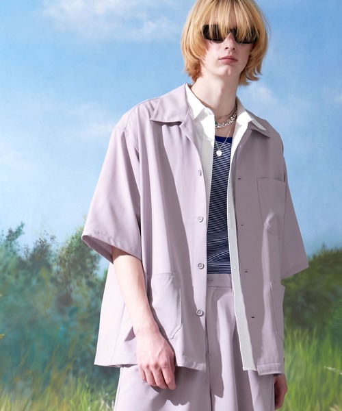 ENDER PRODUCTS（エンダープロダクツ）の「ビッグシルエット ブライトポプリン S/Sワイドワークシャツ【ENDER PRODUCTS/エンダープロダクツ】（シャツ/ブラウス・メンズ・キナリ/ブラウン/ライラック/グレイッシュブルー/グレイッシュベージュ/ブラック・M/L）」の6枚目の写真