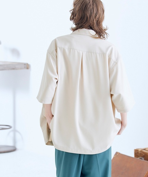 ENDER PRODUCTS（エンダープロダクツ）の「ビッグシルエット ブライトポプリン S/Sワイドワークシャツ【ENDER PRODUCTS/エンダープロダクツ】（シャツ/ブラウス・メンズ・キナリ/ブラウン/ライラック/グレイッシュブルー/グレイッシュベージュ/ブラック・M/L）」の9枚目の写真