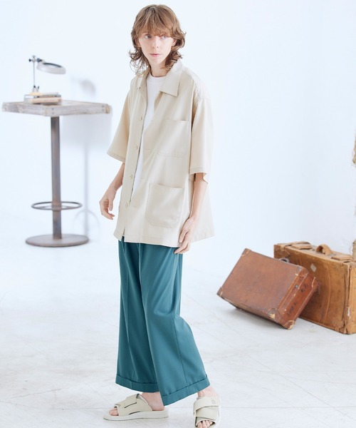 ENDER PRODUCTS（エンダープロダクツ）の「ビッグシルエット ブライトポプリン S/Sワイドワークシャツ【ENDER PRODUCTS/エンダープロダクツ】（シャツ/ブラウス・メンズ・キナリ/ブラウン/ライラック/グレイッシュブルー/グレイッシュベージュ/ブラック・M/L）」の10枚目の写真