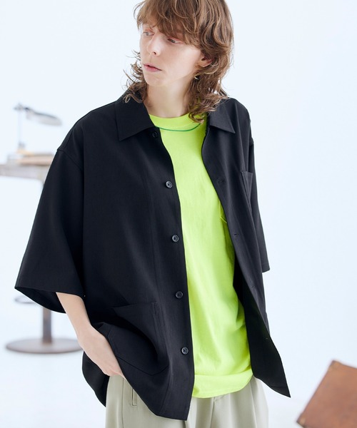 ENDER PRODUCTS（エンダープロダクツ）の「ビッグシルエット ブライトポプリン S/Sワイドワークシャツ【ENDER PRODUCTS/エンダープロダクツ】（シャツ/ブラウス・メンズ・キナリ/ブラウン/ライラック/グレイッシュブルー/グレイッシュベージュ/ブラック・M/L）」の11枚目の写真