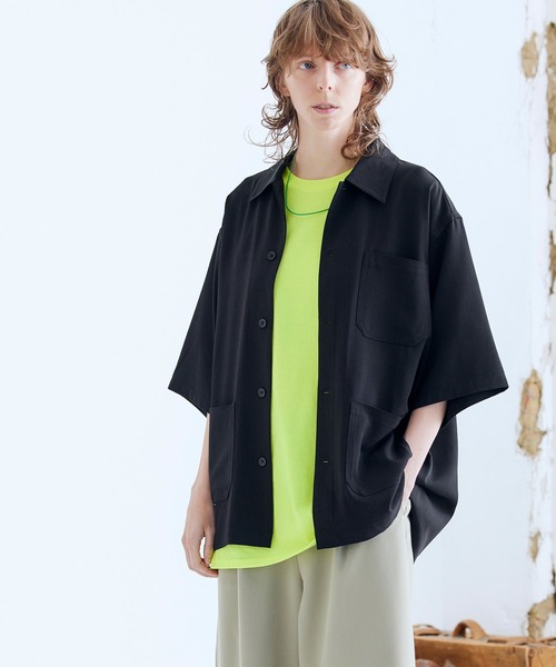 ENDER PRODUCTS（エンダープロダクツ）の「ビッグシルエット ブライトポプリン S/Sワイドワークシャツ【ENDER PRODUCTS/エンダープロダクツ】（シャツ/ブラウス・メンズ・キナリ/ブラウン/ライラック/グレイッシュブルー/グレイッシュベージュ/ブラック・M/L）」の12枚目の写真