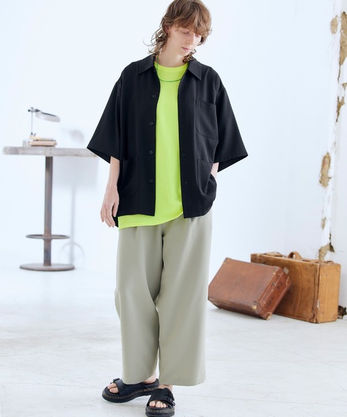 ENDER PRODUCTS（エンダープロダクツ）の「ビッグシルエット ブライトポプリン S/Sワイドワークシャツ【ENDER PRODUCTS/エンダープロダクツ】（シャツ/ブラウス・メンズ・キナリ/ブラウン/ライラック/グレイッシュブルー/グレイッシュベージュ/ブラック・M/L）」の13枚目の写真