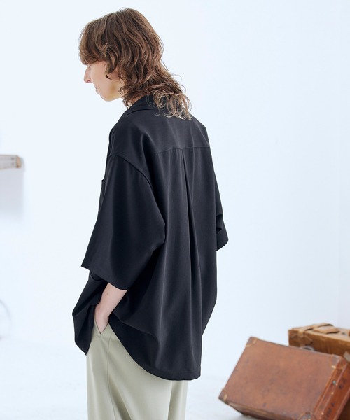 ENDER PRODUCTS（エンダープロダクツ）の「ビッグシルエット ブライトポプリン S/Sワイドワークシャツ【ENDER PRODUCTS/エンダープロダクツ】（シャツ/ブラウス・メンズ・キナリ/ブラウン/ライラック/グレイッシュブルー/グレイッシュベージュ/ブラック・M/L）」の14枚目の写真