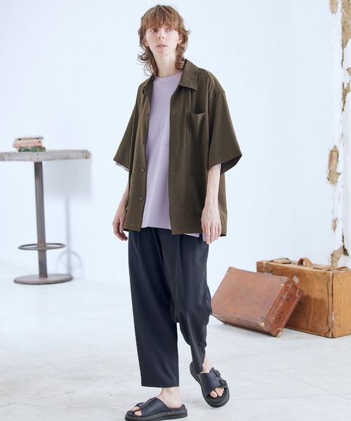 ENDER PRODUCTS（エンダープロダクツ）の「ビッグシルエット ブライトポプリン S/Sワイドワークシャツ【ENDER PRODUCTS/エンダープロダクツ】（シャツ/ブラウス・メンズ・キナリ/ブラウン/ライラック/グレイッシュブルー/グレイッシュベージュ/ブラック・M/L）」の15枚目の写真