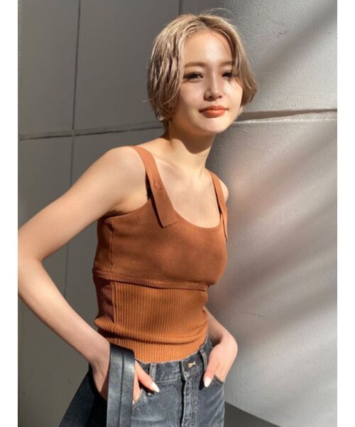 EMODA（エモダ）の「ハングショルダービスチェ（タンクトップ・レディース・ブラック/ベージュ/オレンジ/ミント・FREE）」の4枚目の写真