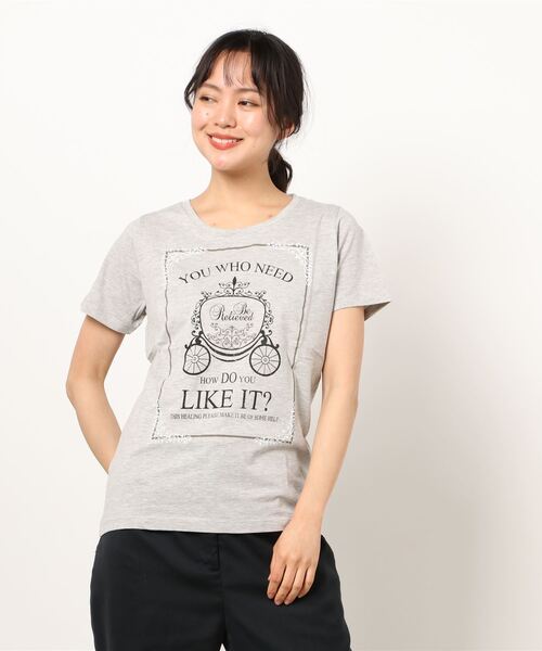 VIBGYOR Women（ヴィブジョー　ウィメン）の「AC 馬車ﾌﾟﾘﾝﾄT（AB)（Tシャツ/カットソー・レディース・ホワイト/ブラック/グレー/ピンク・MEDIUM/LARGE）」の4枚目の写真