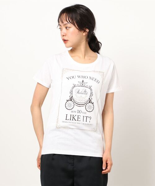 VIBGYOR Women（ヴィブジョー　ウィメン）の「AC 馬車ﾌﾟﾘﾝﾄT（AB)（Tシャツ/カットソー・レディース・ホワイト/ブラック/グレー/ピンク・MEDIUM/LARGE）」の2枚目の写真