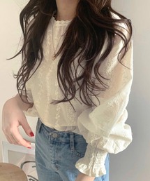 Amulet（アミュレット）の「大人気アイテム◎春も活躍♪レイヤードにも使える　フリルスタンドネックレースシフォンブラウス（シャツ/ブラウス）」