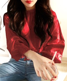 Amulet（アミュレット）の「大人気アイテム◎春も活躍♪レイヤードにも使える　フリルスタンドネックレースシフォンブラウス（シャツ/ブラウス）」