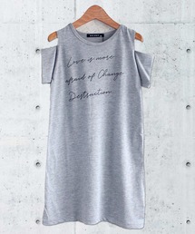 肩あきプリント半袖ワンピース キッズ