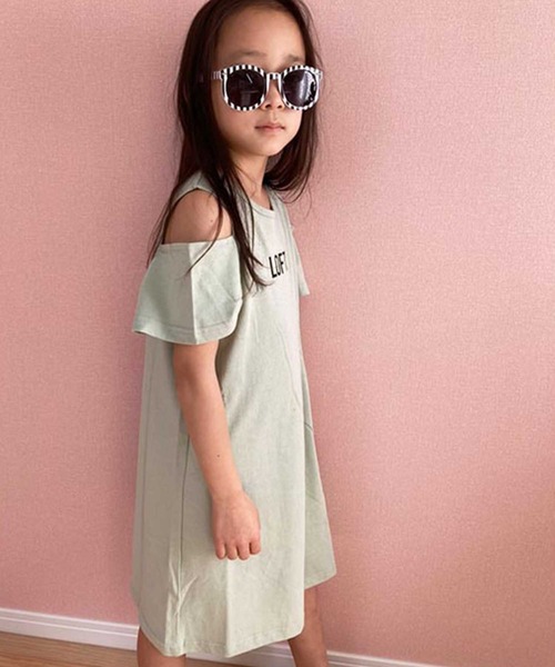 THE CASUAL（カジュアル）の「肩あきプリント半袖ワンピース キッズ（ワンピース・キッズ・ベージュ/ブラック系/モカ/杢グレー/グレー系/ブラック/ラベンダー/チャコール/ミント・140cm/120cm/160cm/150cm/130cm/110cm）」の12枚目の写真